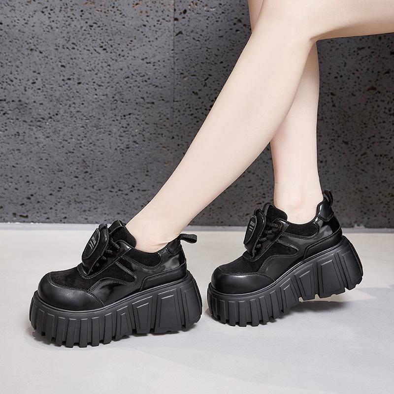 Fashion 8cm Winter High Platform Pumps for Women 2025 Fashion Mixed Colors Loafers Thick Bottom Wedges Heels Leather Woman Shoes