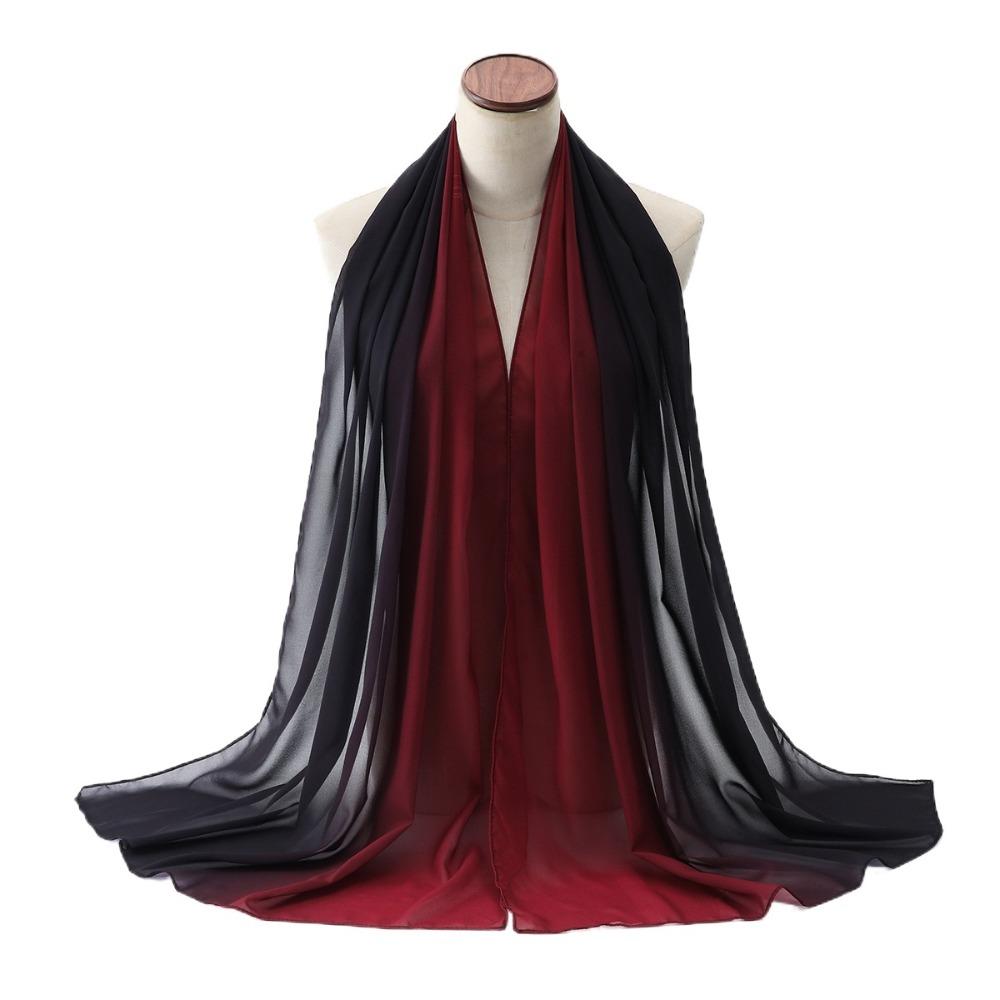 Длинный Хиджаб Шифоновые Накидки Платок Элегантный Исламский Тюрбан Повседневный красный черный
