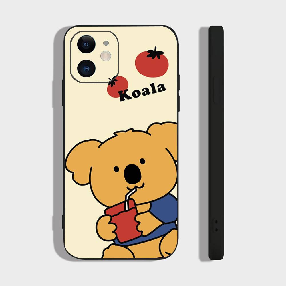 

K-Koala Creative Cartoon Animation Phone Case For IPhone 17 Air 16 15 14 13 Pro Max 11 12 Black Silicone Cover IPHONE 17