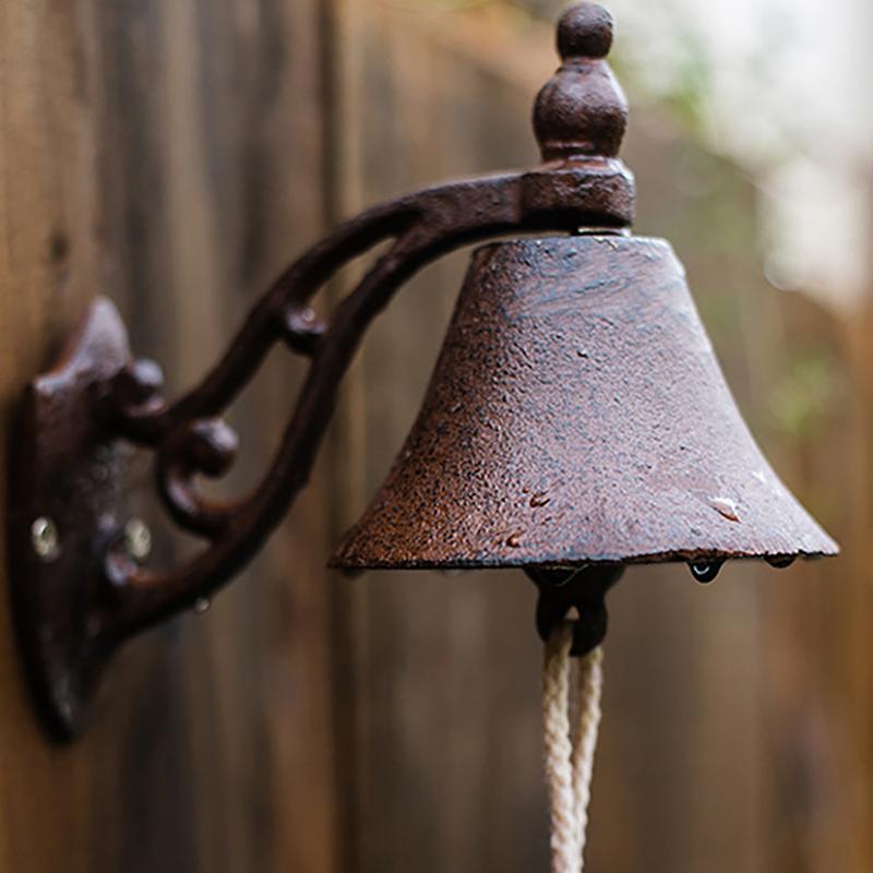 Timbre Retro Rústico para Exteriores Campana de Hierro Fundido Resistente para la Cena Colgante de Pared Timbre de Bienvenida Vintage para el Hogar Decoración de Jardín
