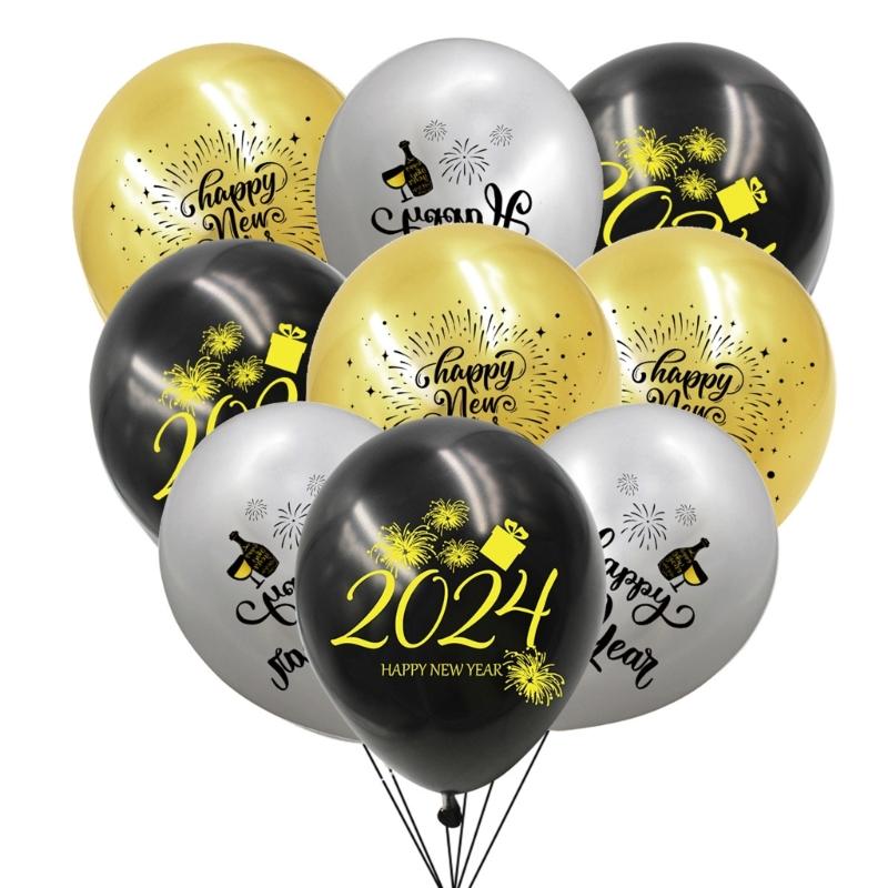 Black Gold New Year Party Decoration Happy New Year Banners Decoration Happy New Year Balloons for New Year Celebrations