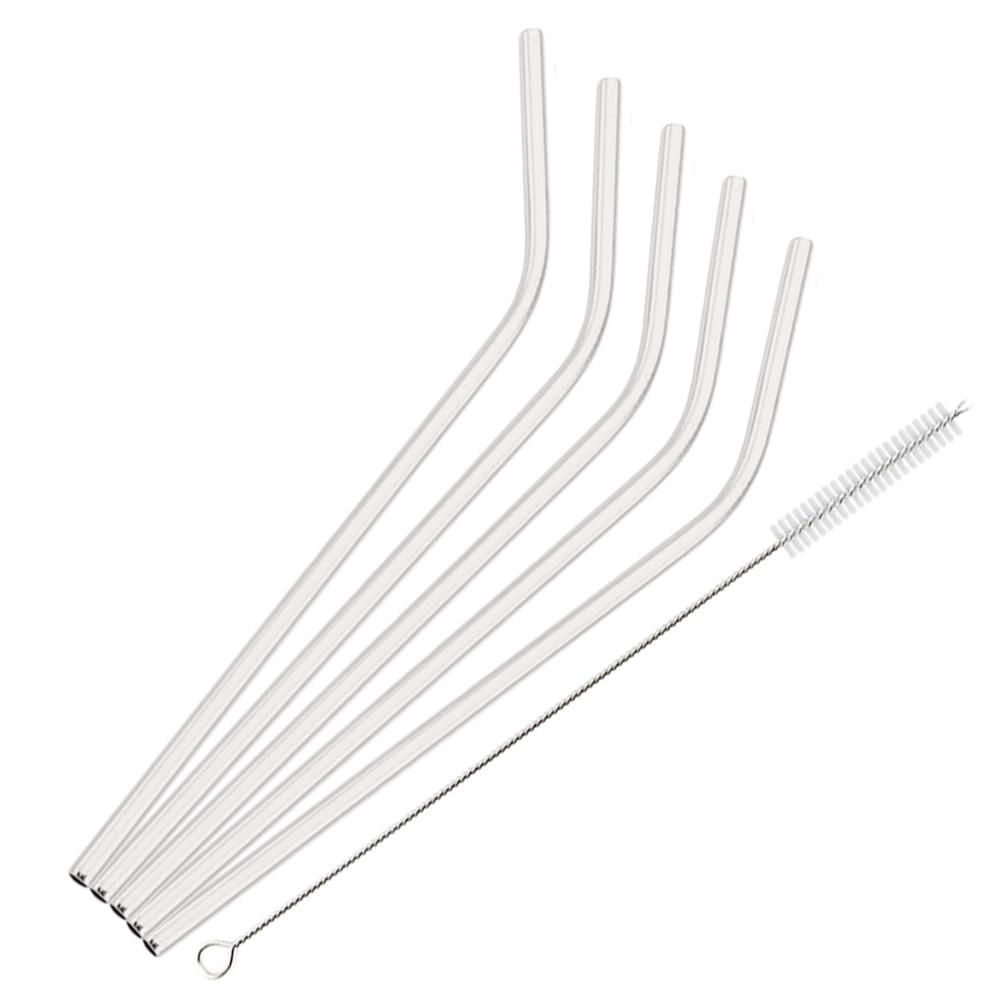 

5Pcs Stainless Steel Straws 215*6 Mm Reusable Metal Drinking Straw with 1 Cleaner Brush for Tumblers Party Bar Accessories серебряный