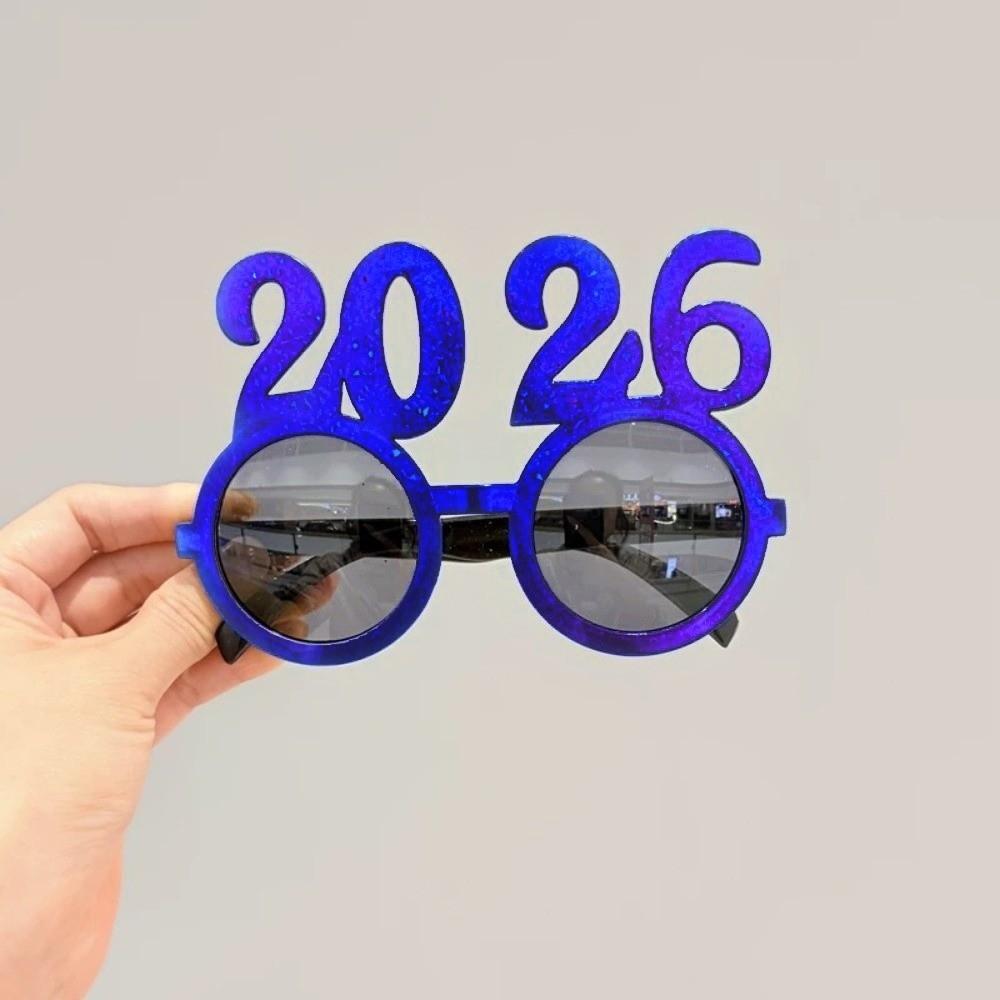 Shiny 2026 Happy New Year Glasses Cute New Year Decorative Sunglasses New Year Dress Up