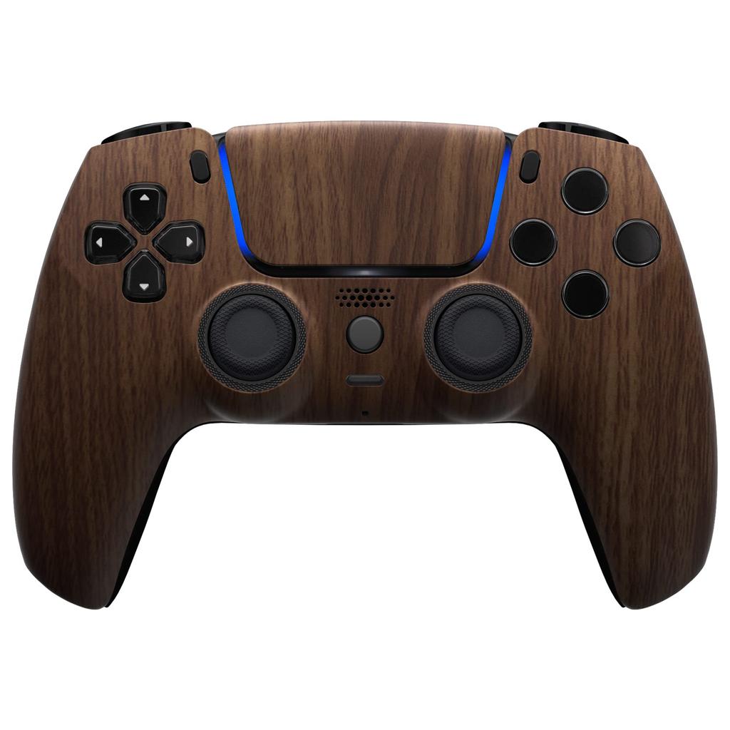 eXtremeRate LUNA PS5 Controller Replacement Front and DIY Replacement Housing Shell and Touchpad Cover with Wood Grain Design (BDM-010, BDM-020,