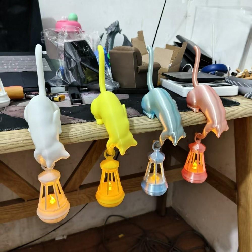 With Lantern Cat Wall Hook Light Cute Figurine Cat Hanging Hook Cat Decor Lamp  Desk Organization