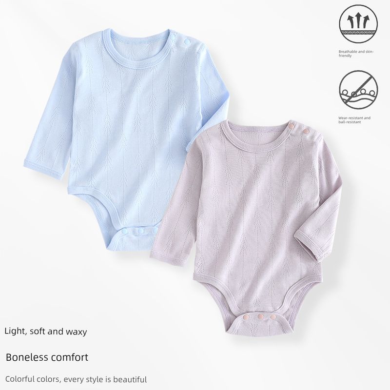 Baby Romper Spring and Autumn Style Pure Cotton Breathable Jacquard Baby Jumpsuit Onesie Home Wear