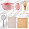 ZENRC Ceremonial Pink Matcha Kit - Traditional Bamboo Matcha Whisk, Scoop, Tea Bowl with Spout, Whisk Holder, and Sieve Tea Tray - Perfect Matcha Set