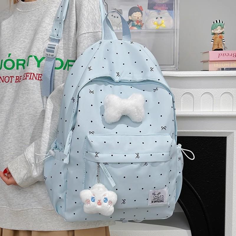 Schoolbag cute schoolbag small fresh bag girl heart polka dot bow backpack versatile high value flash student backpack