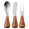 Stainless Steel Cheese Knives Cheese Fork Set Wooden Handle Butter Spatula Knife Cheese Spreader Jam Spreader Baking Tools