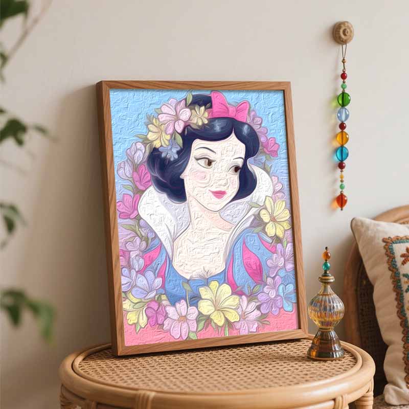 Disney digital oil painting Snow White flower art handmade diy gift home decoration