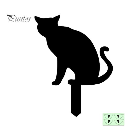 Durable Halloween Yard Signs Garden Stake, Black Cat Sign with Glow-in-the-dark Easy Installation Stakes Eyes, Waterproof Spooky Ghost Silhouette for