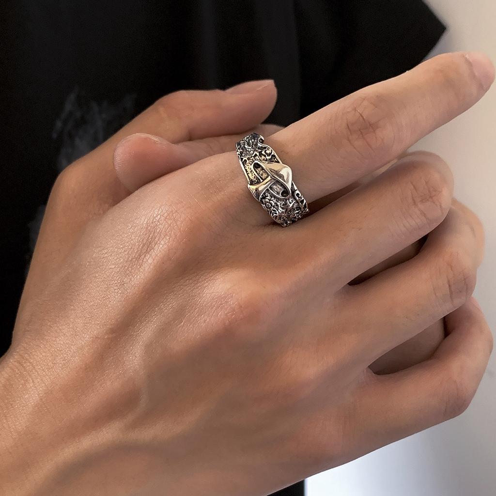 Korean Style Metal Design Ring for Men, National Trend Fashion Hip-Hop Street High Street Ring, Vintage Temperament