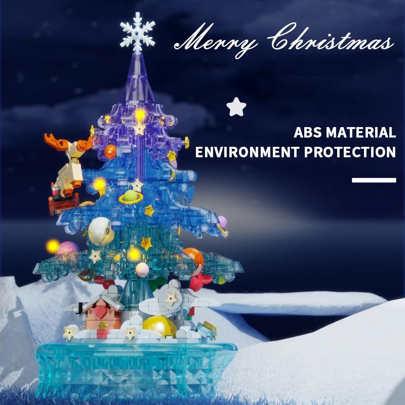 Fantasy Christmas Tree Music Box Building Blocks Romantic Lighting Music Box Desktop Decoration Kids Toys Holiday Gifts