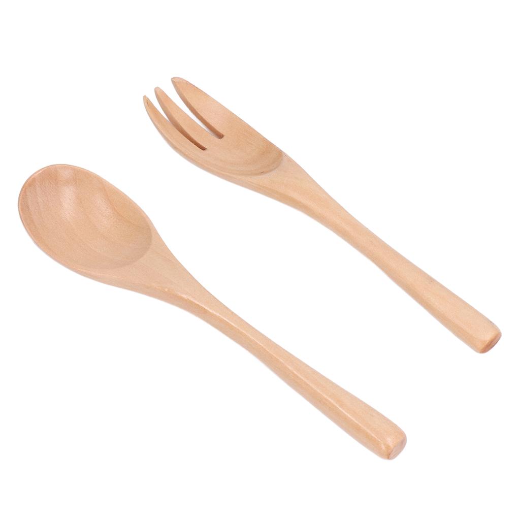 Dřevěná sada lžíce a vidličky Přírodní Ekologicky šetrné Opakovaně použitelné Salátové servírovací náčiní Stolní nádobí