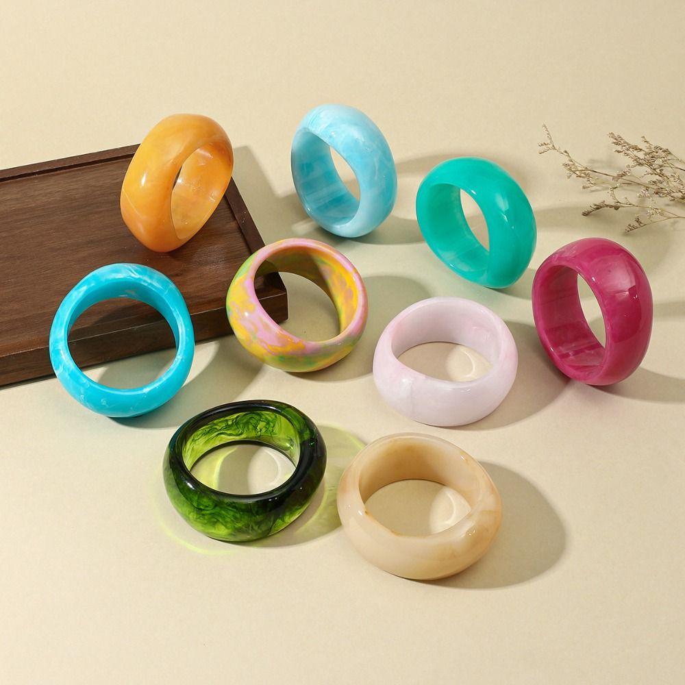 Minority Design Irregular Wide Bracelet Dopamine Geometric Hand Ring Simple Acrylic Bangle  Women