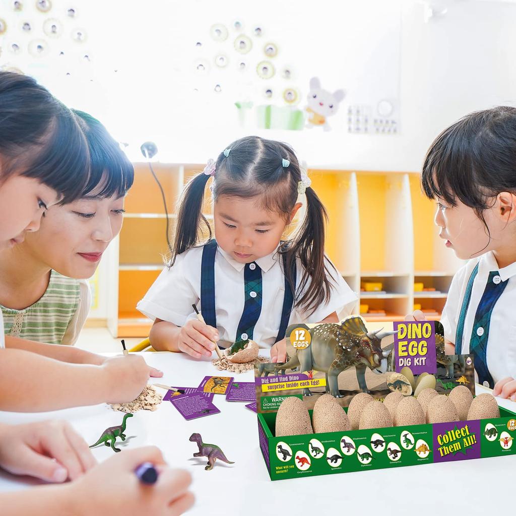 XXTOYS Dinosaur Excavation Kit, Dinosaur Toy, Dinosaur Egg Toy, Set of 12, Tyrannosaurus Rex, Kids Gift