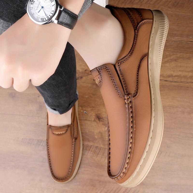 Fashion Mens Casual Leather Shoes Spring and Summer Fashion Outdoor Soft Soles Comfort Shoes Business Dress Leather Shoes Driving Shoes