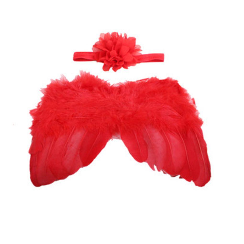 Baby Solid Color Angle Wing Headband Photograph Prop Suit Infant Clothes