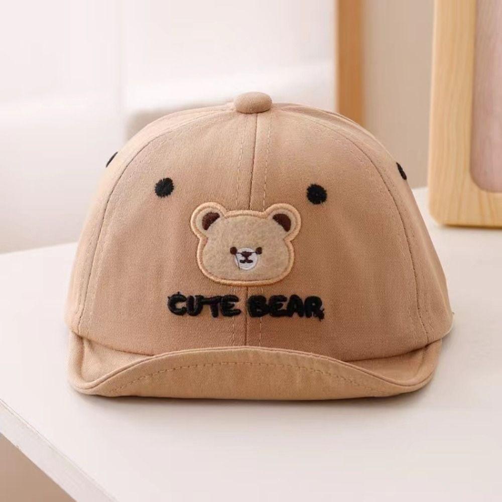 Breathable Baby Baseball Hat Cartoon Bear Baby Sun Visor Hat Simple Toddler Peaked Cap  Boys Girls