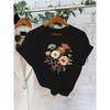 European Size Women'S Floral Print Short Sleeve T-Shirt - Lightweight Summer Top with Vibrant Flower Design, Crew Neck, Casual Vacation Style