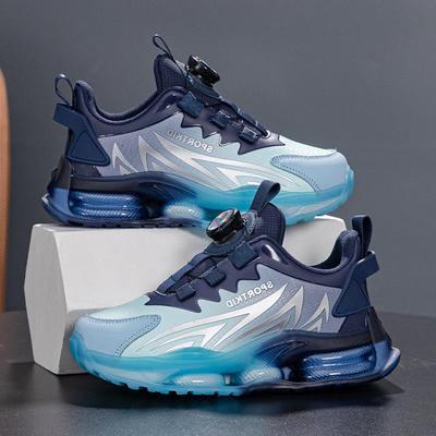 2025 Boys' Autumn/Winter Non-Slip Leather Running Shoes with Rotating Buckle - Ideal for Medium and Large Children