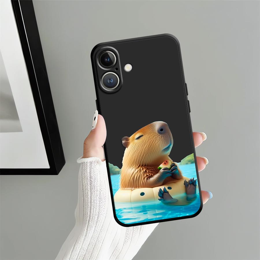 

Case for iPhone 17Air 13 Mini 17 16 Pro Max SE X XS XR 14 15 Plus 7 8 12 11 Soft Back Phone Cover Cute Capybara iPhone 12 mini