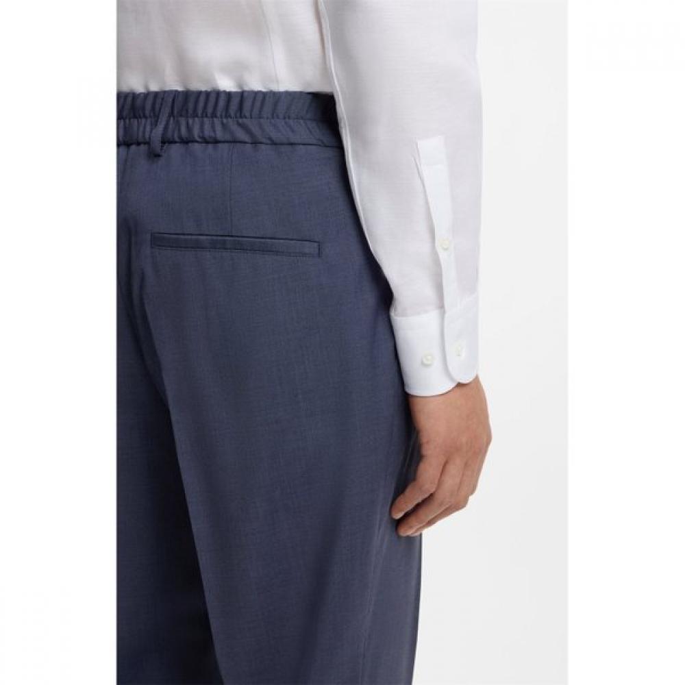 Boss Washable Virgin Wool Tapered Fit Pants Open Blue 50561986466 