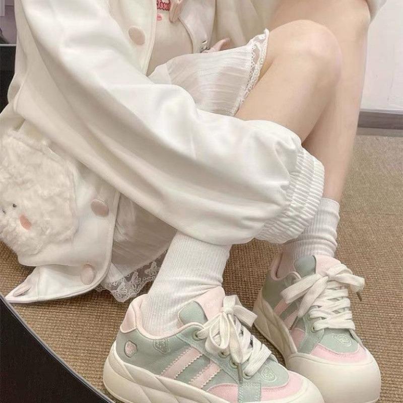Round head platform casual bread shoes women's new summer thin breathable versatile with skirt white shoes board shoes