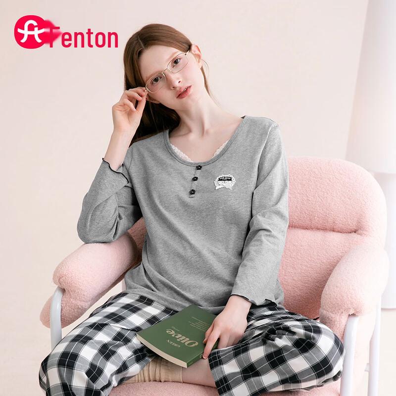 Fontal Women's 100% Cotton Long-Sleeve Loungewear Set