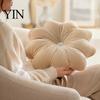 Round Decorative Pillows for Bed Flower Throw Pillow, 18 Inch Floral Cushion, Velvet Accent Home Decor Pillow with Rhinestone Sofa Couch Chair Shaped