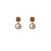Retro French Champagne Pearl Dangle Earrings for Women - Maillard Palette, Chic & Elegant, High-End Stud Design