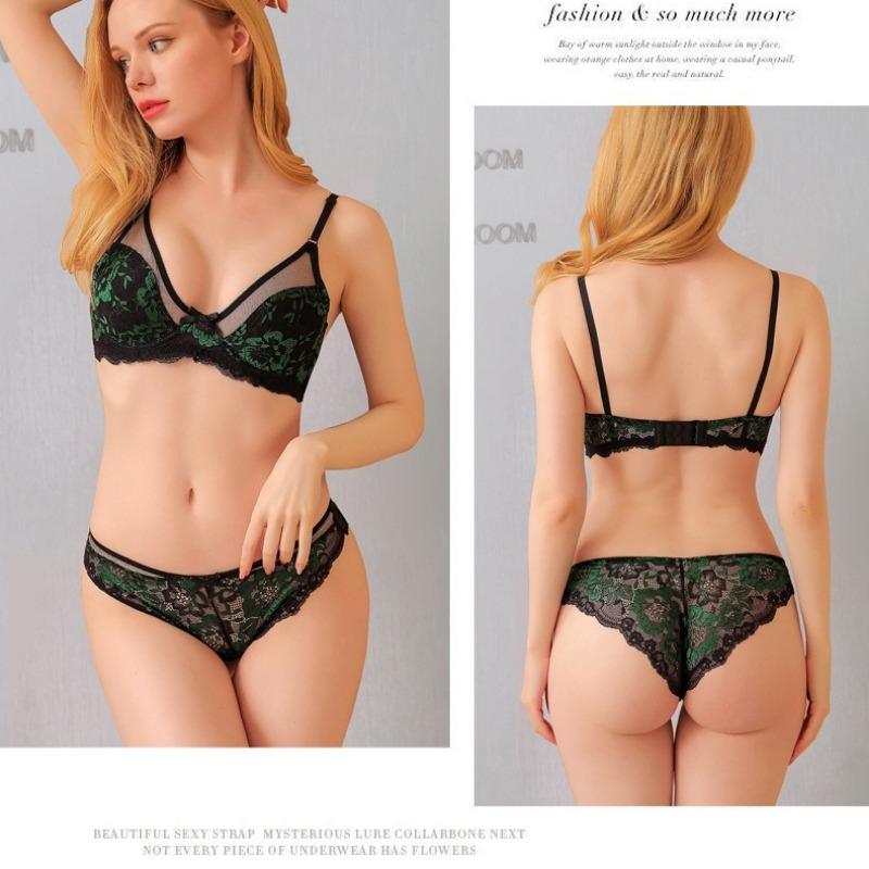 Europäisches und Amerikanisches Übergrößen Sexy Ultra-dünnes BH-Set Push-up und Formende Unterwäsche Bequeme und Hautfreundliche Slips