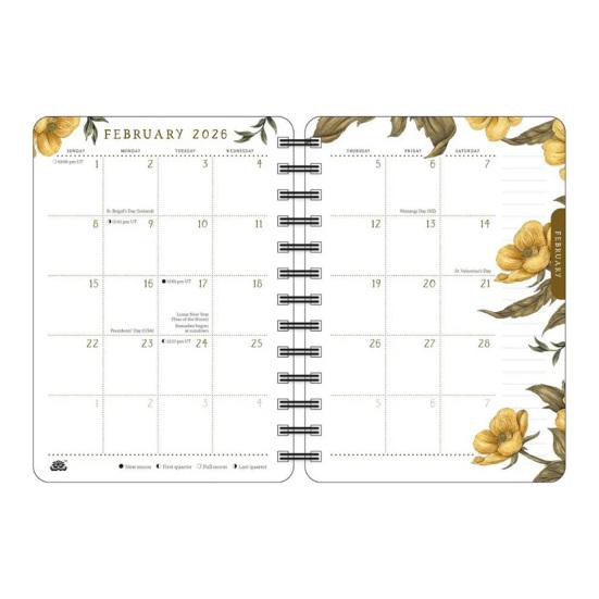 Týdenní plánovač Woodland Wardens 2026, spirálový zápisník s obálkou s přírodní tématikou, 17měsíční organizér pro školu, kancelář, osobní použití