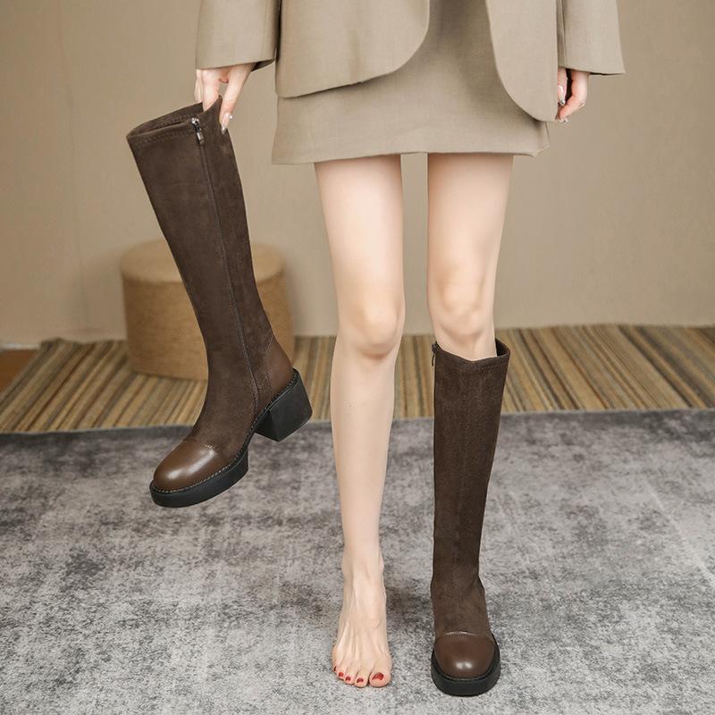 New autumn and winter knight boots women's legs thin boots thick-soled boots thick-heeled boots