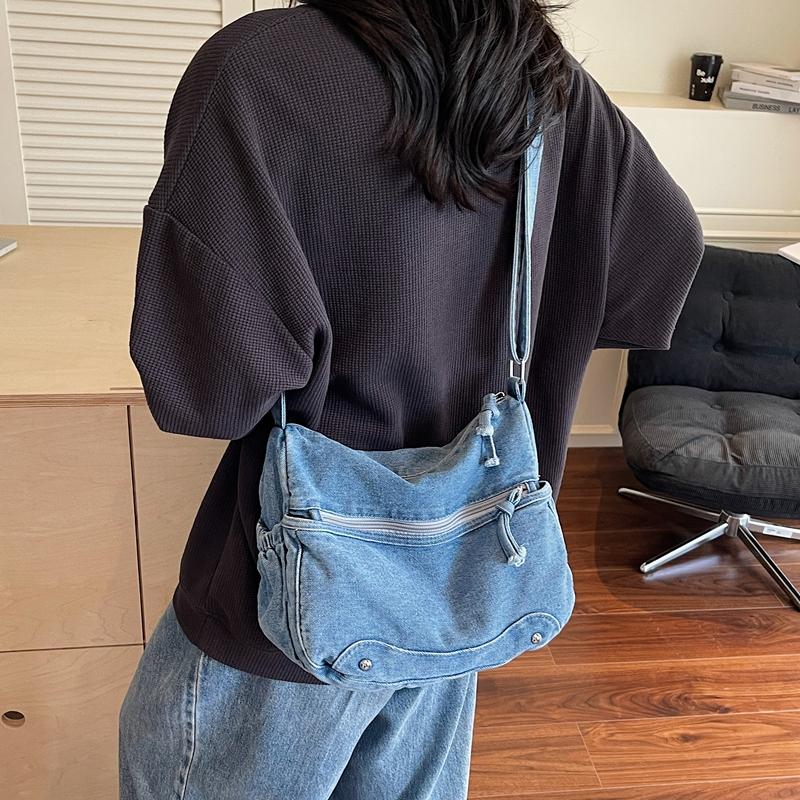 Denim Bag Women's Large Capacity Shoulder Crossbody Bag Vintage Commuter Bag