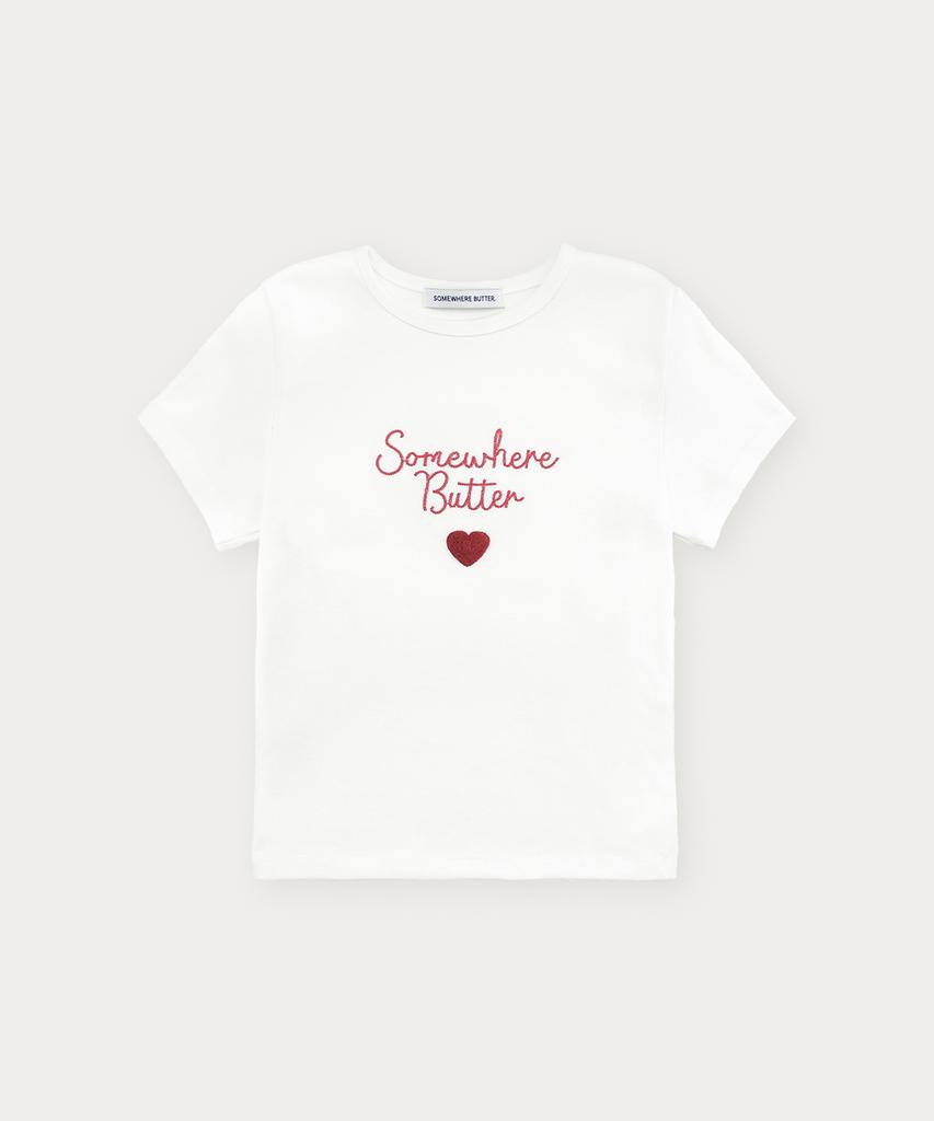 Sseomweeobeoteo Boucle Heart Logo Top - Ivory
