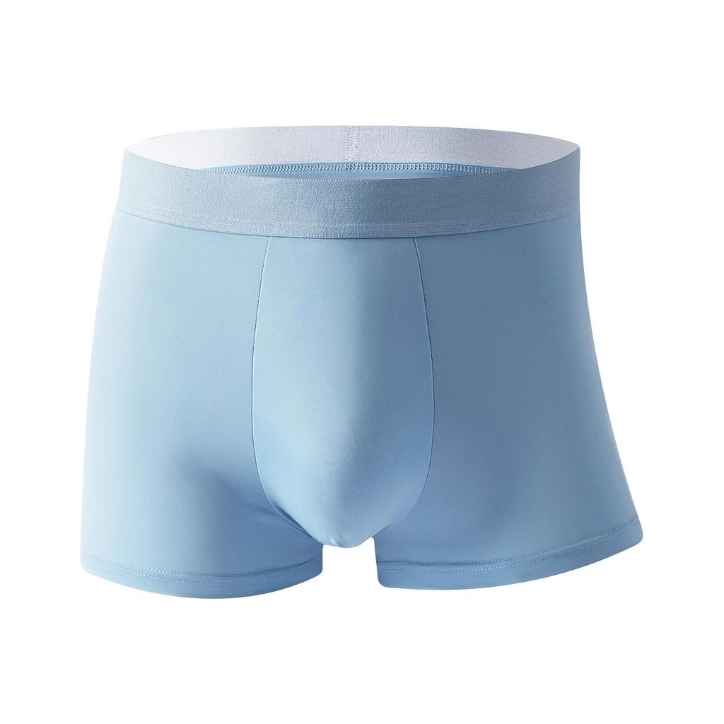 Men's Summer Ice Silk Boxer Briefs - Double Layer, Moisture-Wicking, Breathable, Lightweight, Nude-Feel, Comfortable.