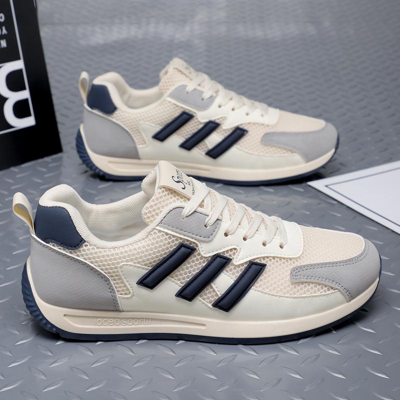 

Новая мода мужская обувь Four Seasons удобная обувь для студентов и мальчиков трендовые мягкие подошвы дышащие повседневные кроссовки для бега 44 бежевый/синий