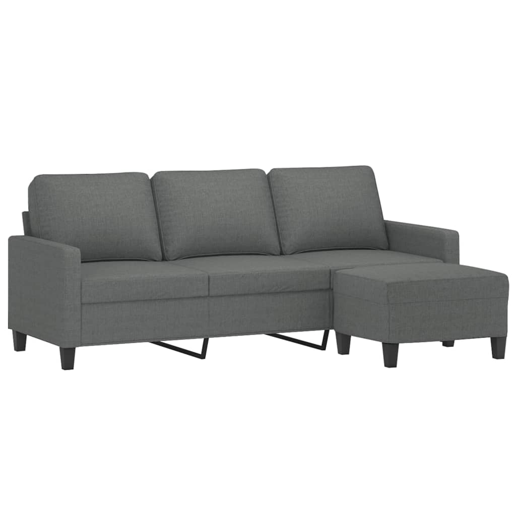 Vidaxl 3-Seater Sofa with Footstool, Dark Grey, 180 Cm, Fabric