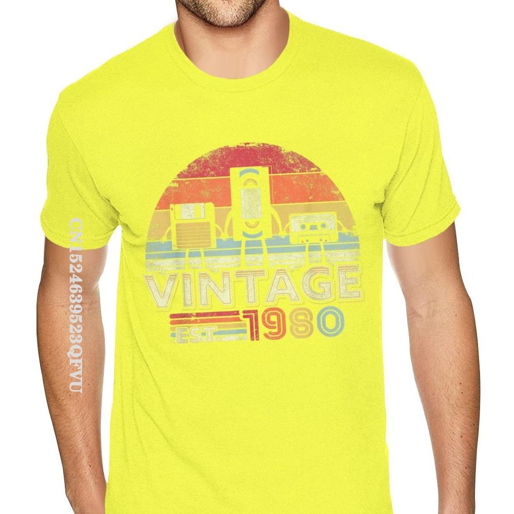 1980 Shirt Vintage 40th Birthday Gift Mens Tshirt Funny Music Tech Wholesale T-Shirt Men Plus Size Mens Plain Shirts