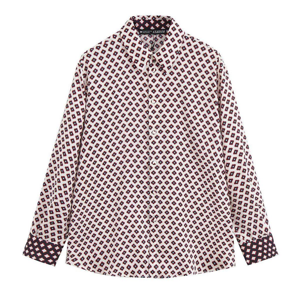 TAOP&ZA Women's Summer Silk Satin Printed Shirt & Casual Pants Set