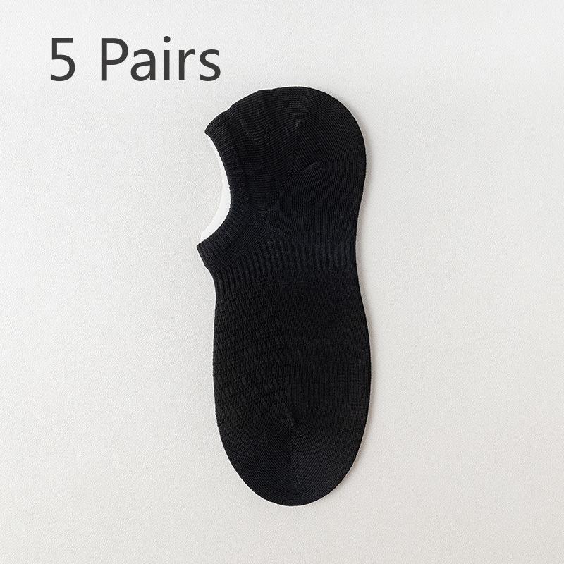 5 Pairs of Men's Summer Thin Mesh Breathable Silicone Non Slip Invisible Socks