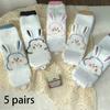 10 Pairs of WOMEN'S Cotton Socks, Casual Breathable Short Socks, and Girls' Cartoon Bear Low Cut Ankle Boat Socks