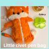 Cute Fox Pencil Case With Large Capacity Soft Plush Storage For Students And School Supplies