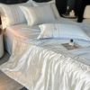 Sleepy Grace Ice Silk Embroidered Splicing Jacquard Water Washed Tencel Summer Quilt Set of Four