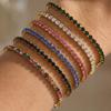 Chic Thin Stainless Steel Chain Colorful Cubic Zirconia Bracelet Bangle Exquisite Trendy Zircon Women 2026 New