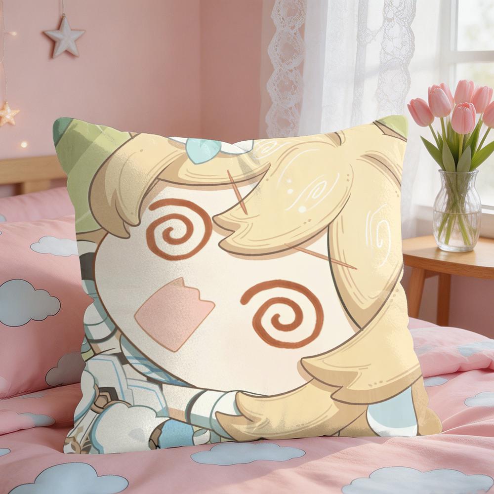 Lumine Cute Cute Genshin Impact Cushion Cover Square Short Plush Pillow Case Living Room Sofa Home Decor Funda X