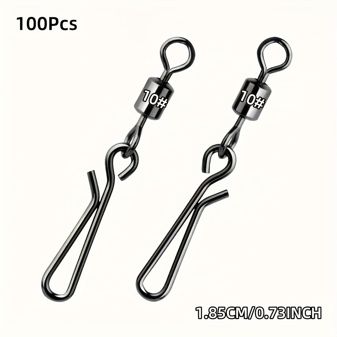 100pcs Stainless Steel Fishing Swivels and Snap Connectors - Quick Connect Barrel Swivels Kit with OTD-Restriction for Enhanced Performanc 10# - 100PCS