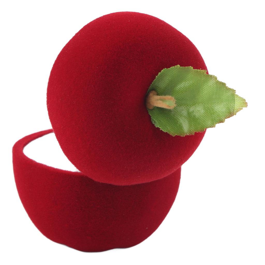 Flocked Ring Gift Box Red Apple Shaped Portable Earrings Necklace Rings Jewelry Storage Case