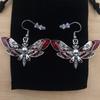 Personality Gothic Blood-red Death Moth Skull Dangle Earrings for Women Halloween Party Demon Slayer Jewelry Accessories Gifts